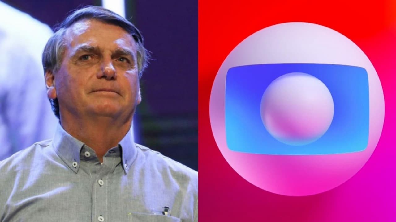 À esquerda, o presidente Jair Bolsonaro em foto postada no Instagram; à direita, o logotipo da Globo