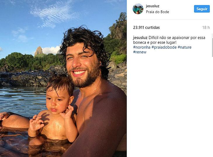 Jesus Luz curte viagem a Fernando de Noronha e posta foto encantadora com a filha