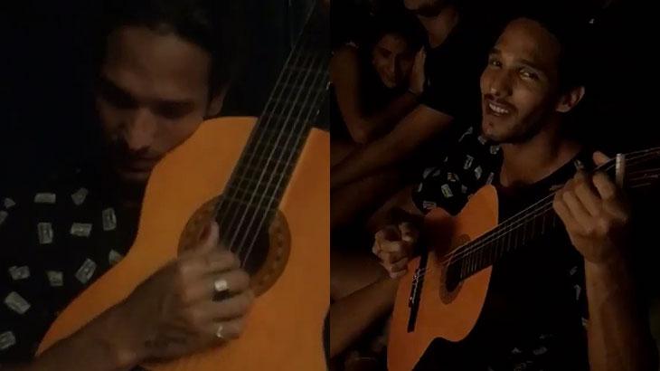 Luane Dias toca violão após tentativa de suicídio