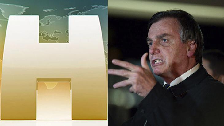 Logo tipo do Jornal Hoje (esquerda) e Bolsonaro (direita) em foto montagem