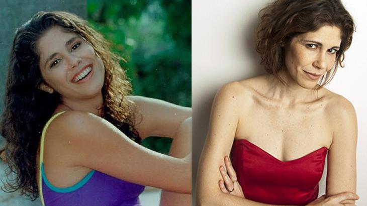 Montagem com Juliana Martins há 15 anos, à esquerda, e sorrindo numa foto posada atualmente, à direita