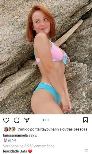 Larissa Manoela posta foto de bíquini e ganha elogio de ex-namorado