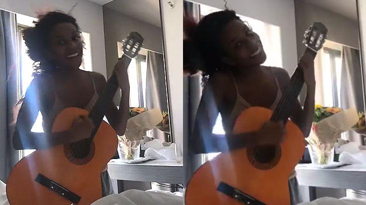 Luane Dias toca violão após tentar se matar