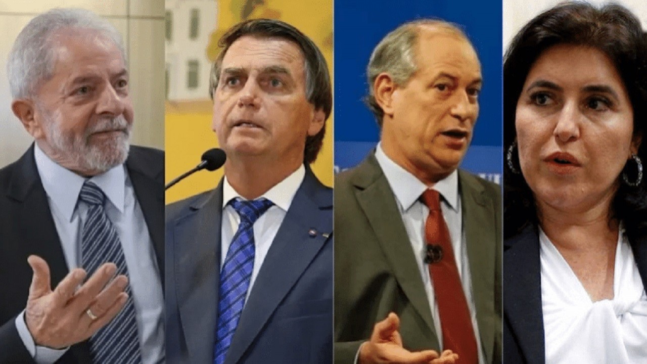 Lula, Bolsonaro, Ciro Gomes e Simone Tebet em foto montagem