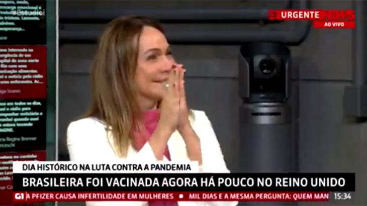 Maria Beltrão no Estúdio i chorando