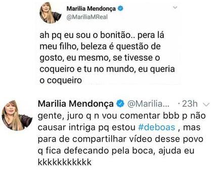Roberta Miranda e Marília Mendonça comemoram eliminação de Lucas do \"BBB18\"