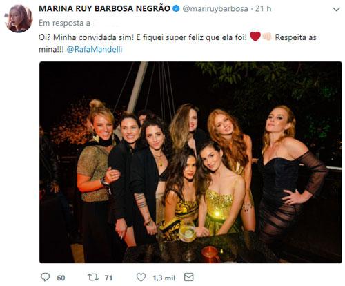 Marina Ruy responde boato de que atriz teria sido penetra em sua festa