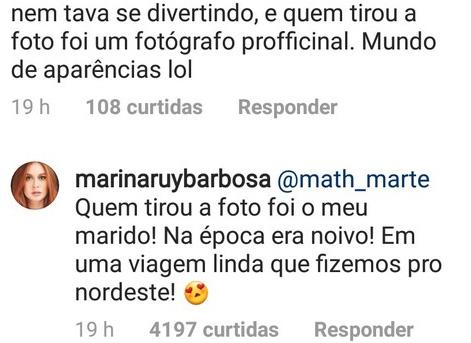 Marina Ruy Barbosa rebate crítica de seguidor com elegância