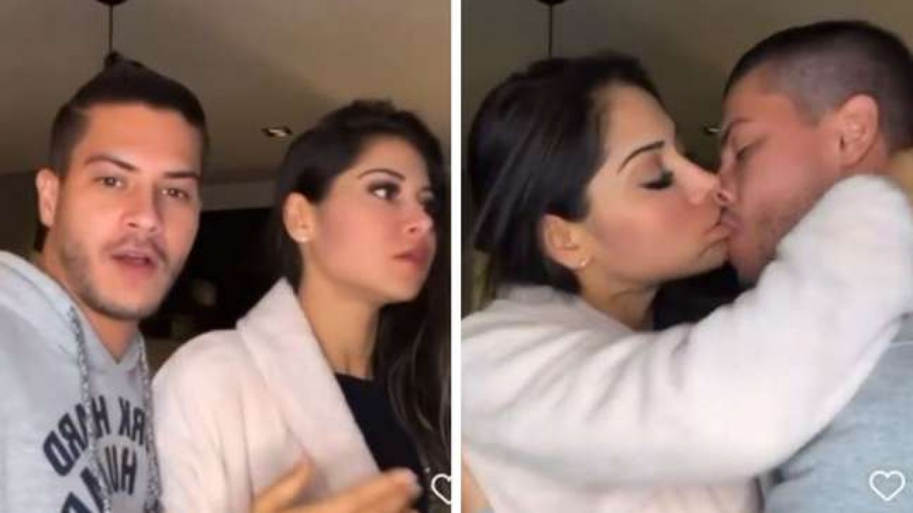 Arthur Aguiar e Mayra Cardi se beijando