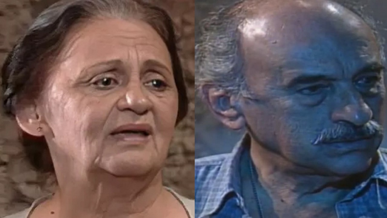 Laura Cardoso como Isaura e Sebastião Vasconcelos como Floriano em Mulheres de Areia