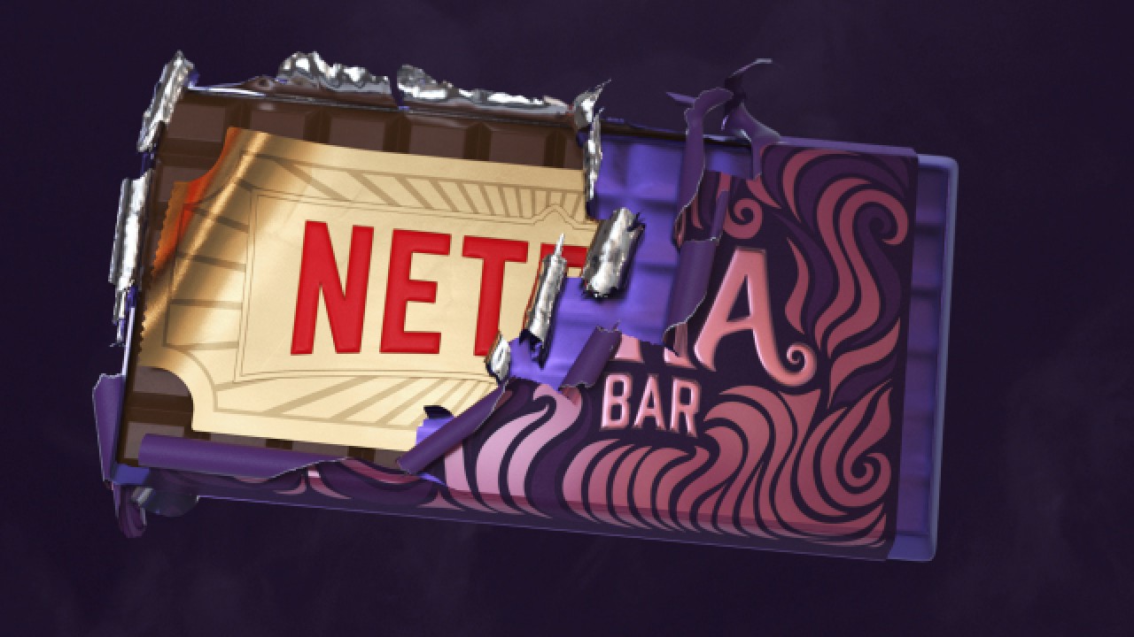 Logo Netflix embalada em ticket dourado