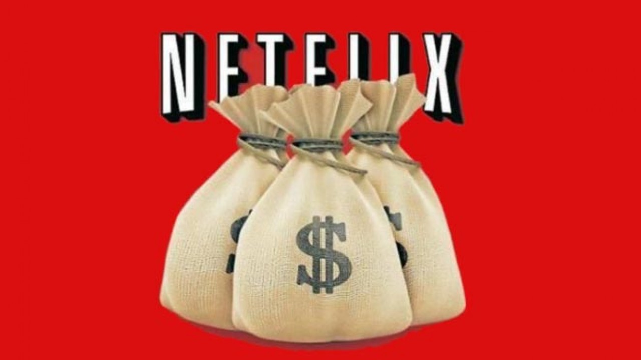 Logo da Netflix com sacos de dinheiro
