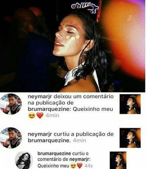 Neymar comenta em foto de Bruna Marquezine: \"queixinho meu\"
