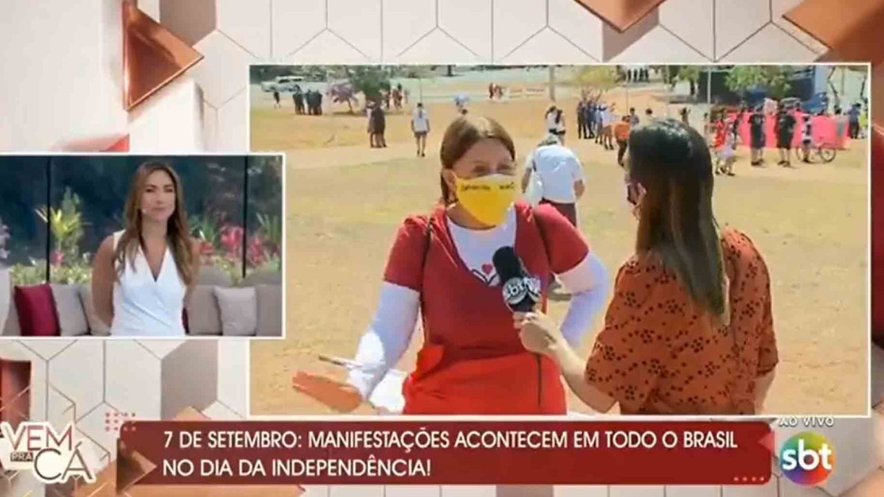 Patrícia Abravanel ao vivo no SBT ouvindo Bolsonaro genocida