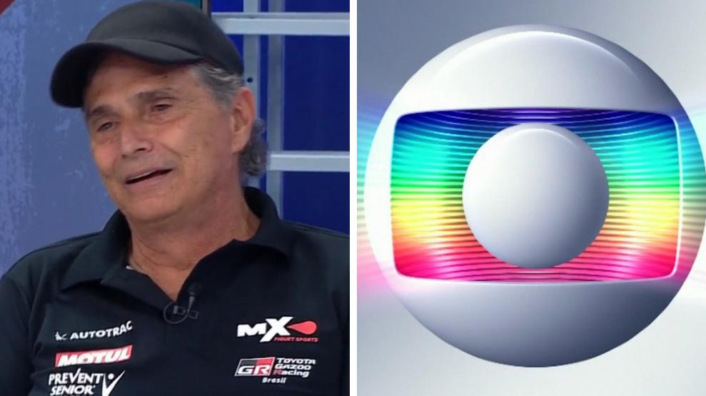 Nelson Piquet e o logo da Globo