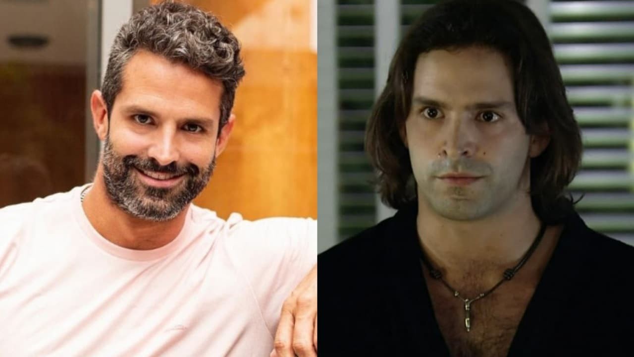 À esqueda, Iran Malfitano hoje, aos 40 anos; à direita, o ator como Orlandinho na novela A Favorita, em reprise na Globo