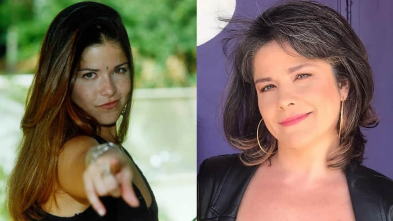 À esquerda, Samara Felippo como a Érika de Malhação, em 1999; à direita, a atriz hoje, aos 43 anos
