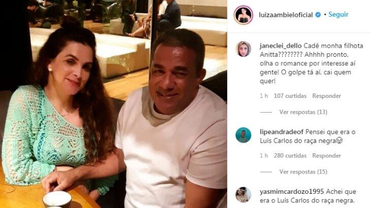 Em brincadeira, Luiza Ambiel assume romance com pai de Anitta e web reage