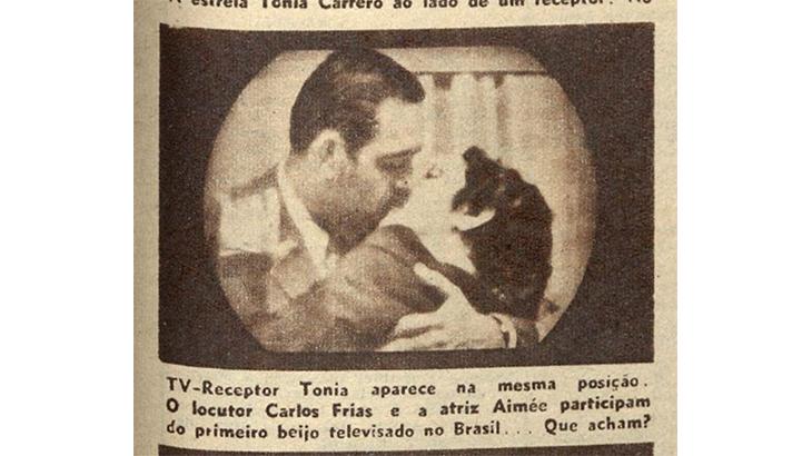Foto descoberta muda a história sobre o primeiro beijo da TV brasileira