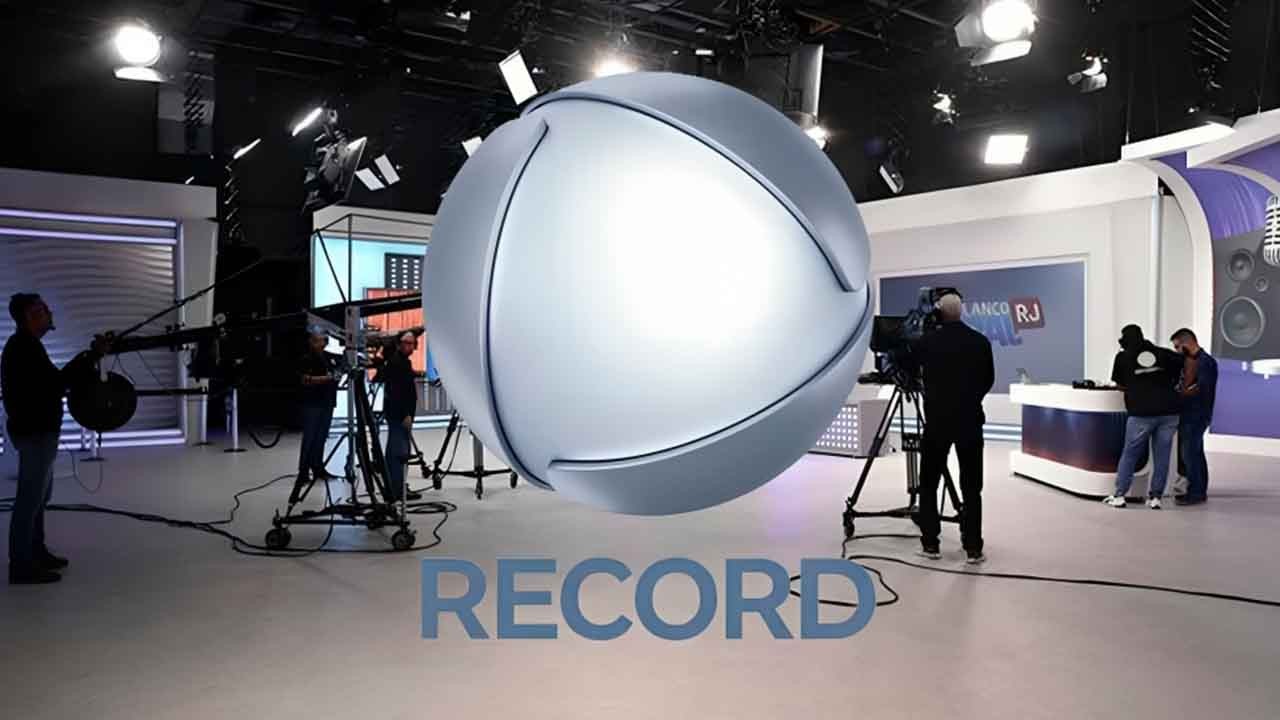 Estúdios da Record com a logo da emissora
