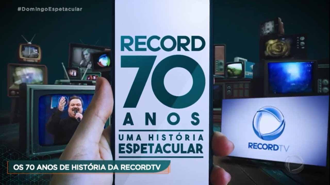 logotipo da Record 70 anos exibida na TV
