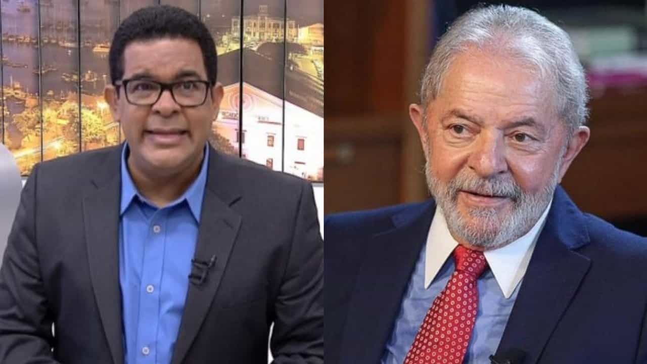 À esquerda, Adelson Carvalho, apresentador do Balanço Geral BA; à direita, o ex-presidente Lula