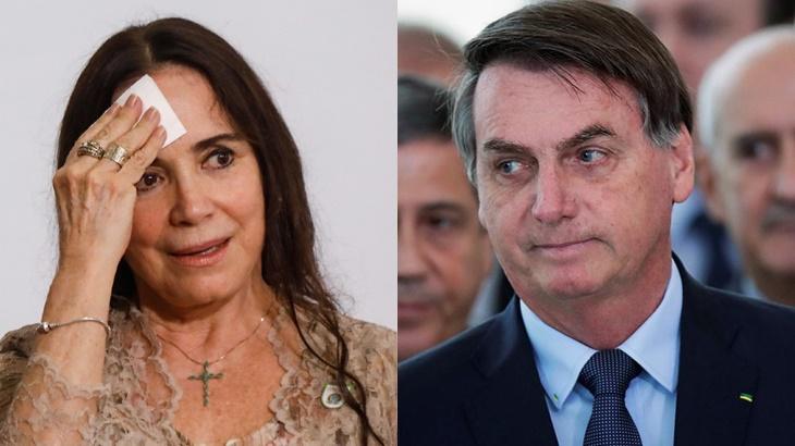 A atriz Regina Duarte e o presidente Jair Bolsonaro