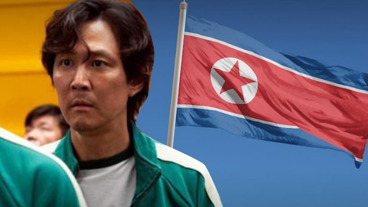 Cena de Round 6 e bandeira da Coreia do Norte