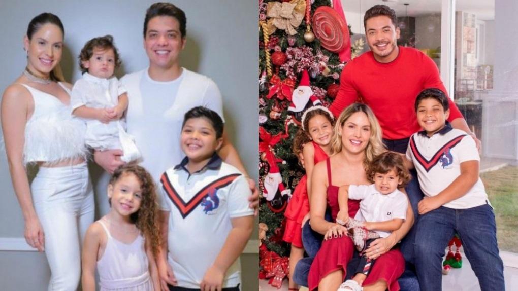 Wesley Safadão posa com a família no Natal