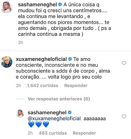 Nos EUA, Sasha se declara para Xuxa e apresentadora pede: \"volta logo\"