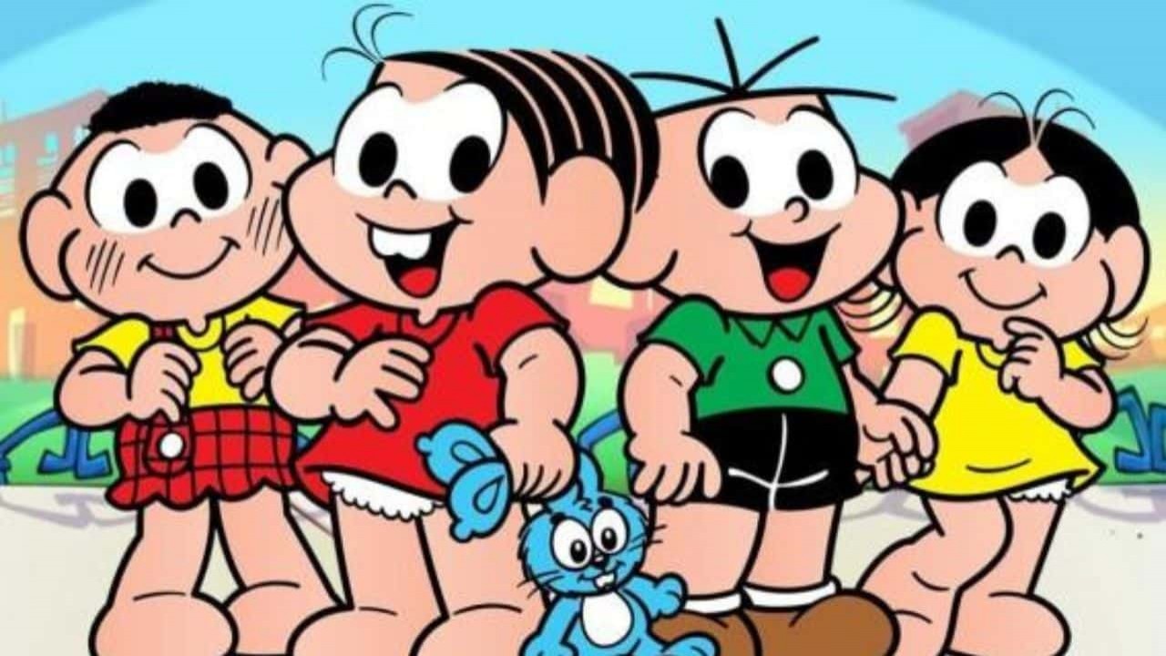 Cascão, Mônica, Cebolinha e Magali na versão animação
