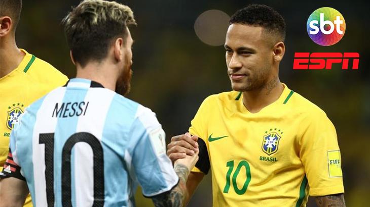 Messi e Neymar se enfrentando pelas seleções