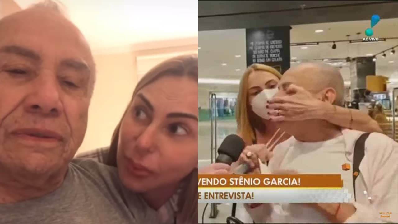 Marilene Saade posada com Stênio Garcia; Marilene Saade tenta colocar máscara à força em Stênio Garcia