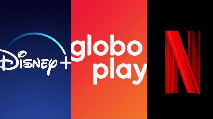 Logotipos do Globoplay, Disney+ e Netflix