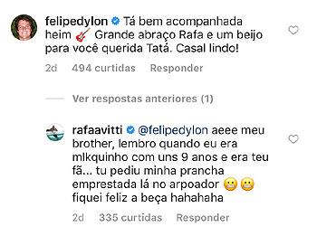 Tatá Werneck compara Rafael Vitti com Felipe Dylon e cantor responde
