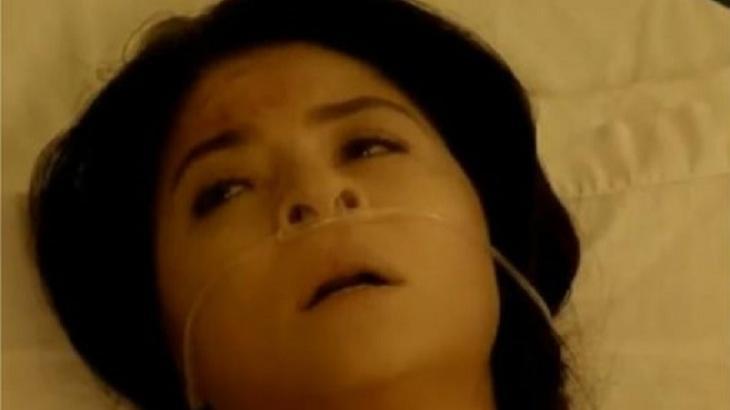 Cena de Triunfo do Amor com Vitória deitada no hospital com aparelho de respiração no nariz