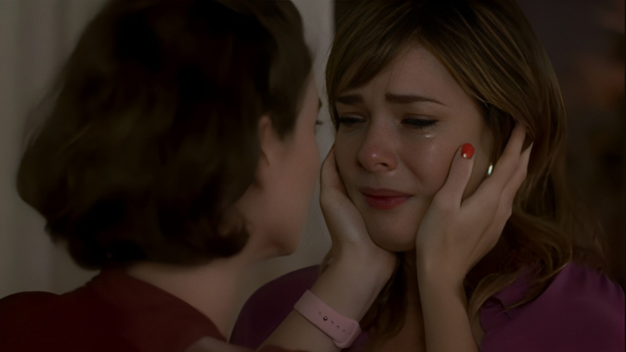 Helena enxuga as lágrimas de Clara em cena de Vai na Fé