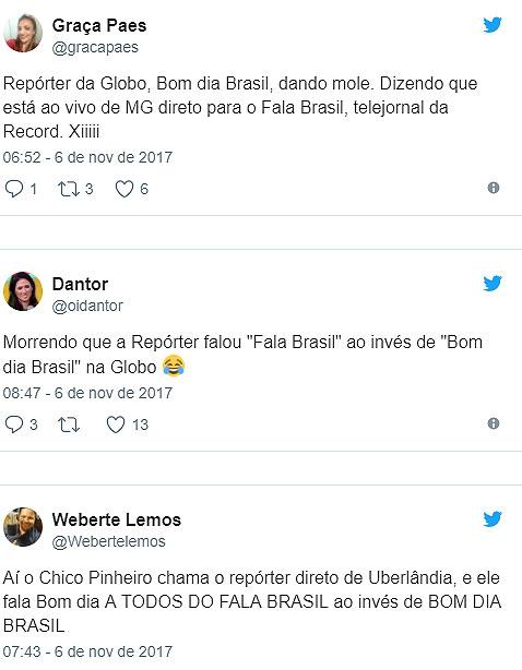 Ao vivo, repórter da Globo confunde \"Bom Dia Brasil\" pelo \"Fala Brasil\" da Record TV