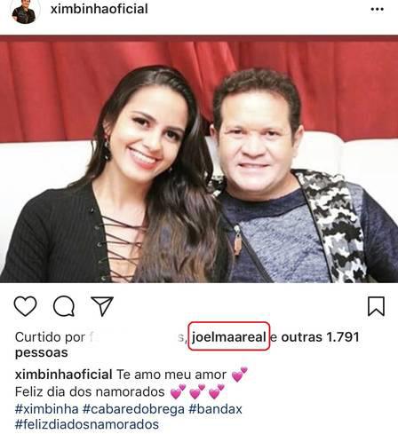 Ximbinha assume namorada no Instagram e Joelma curte foto